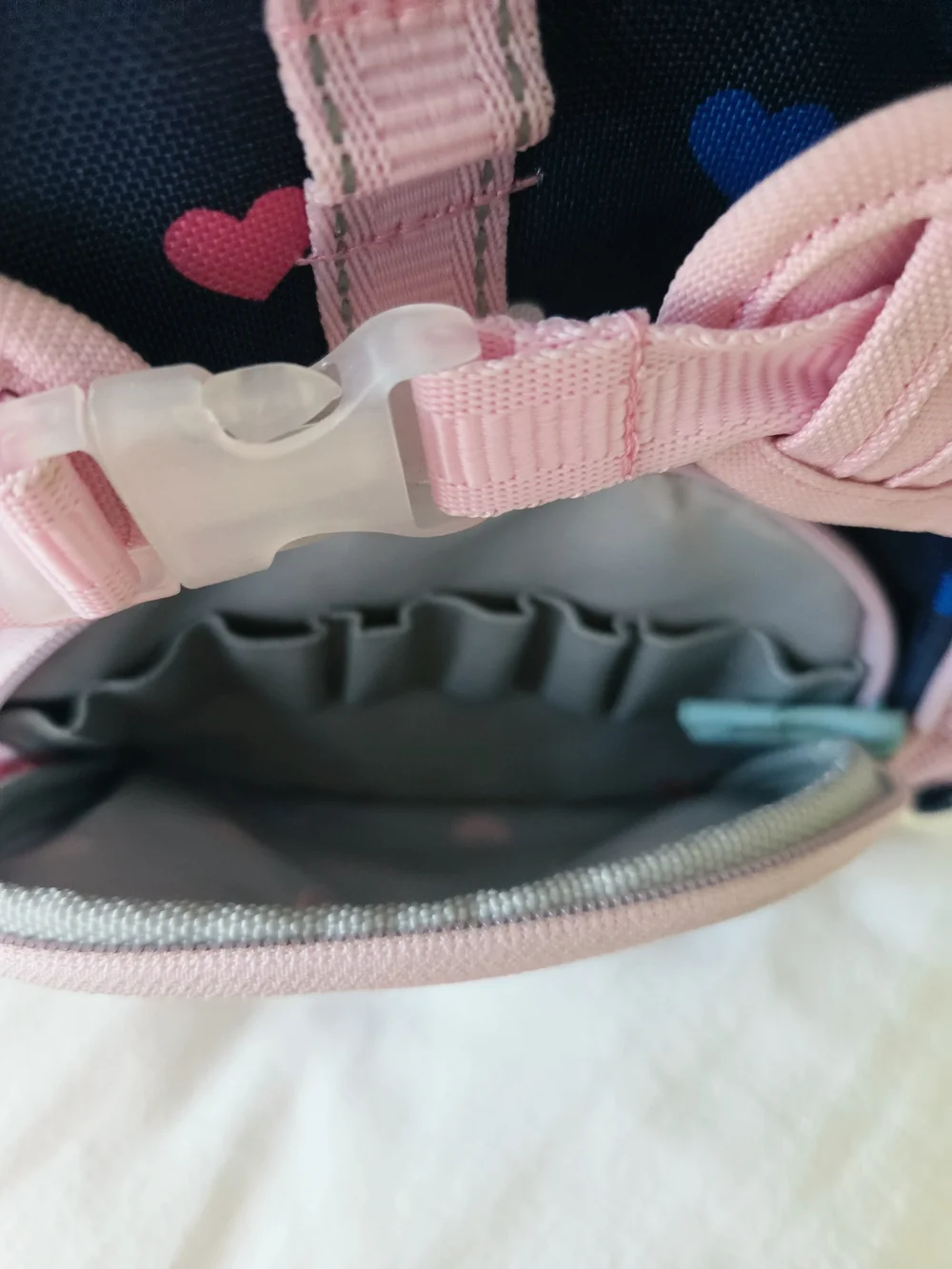 Pottery Barn Kids Mackenzie Navy Pink Multi Hearts Backpack 